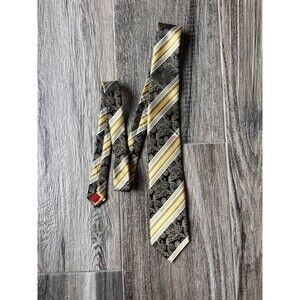 JOHN SPARKS SUIT DESIGNER NECKTIE TIE YELLOW / BLACK FLORAL RETAIL $50 #78